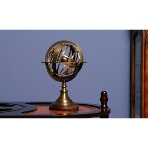 Homeroots.co 364337 7 X 7 X 11.5 Armillary Sphere On Wood Base