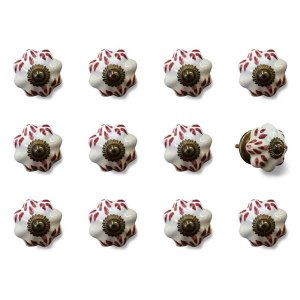 Homeroots.co 321686 1.5 X 1.5 X 1.5 White, Burgundy And Copper- Knobs 