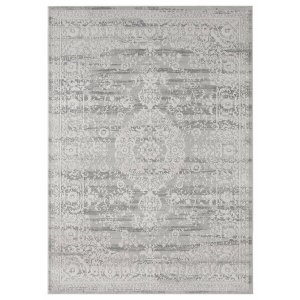 Homeroots.co 366817 23 X 36 Grey Viscose  Polyester Accent Rug