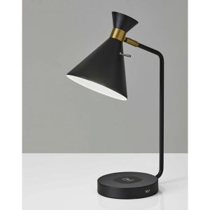 Homeroots.co 372728 Asymmetrical Diabolo Black Metal Desk Lamp