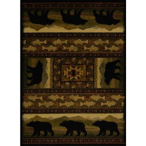 Homeroots.co 366565 22 X 26 Black Polypropylene Bears Lodge Accent Rug