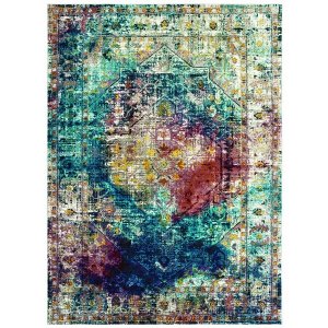 Homeroots.co 370098 22 X 36 Aqua Olefin Accent Rug