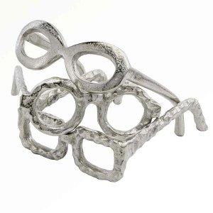 Homeroots.co 354795 Raw Silver Textured Square Glasses Sculpture