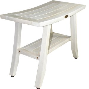 Homeroots.co 376713 Contemporary Teak Shower Stool Or Outdoor Bench In