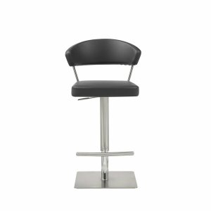 Homeroots.co 370621 Black Upholstered Back And Seat Bar Stool