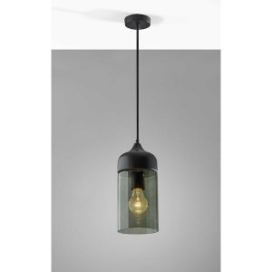 Homeroots.co 372602 Black Wood And Cylindrical Smoked Glass Ceiling Pe