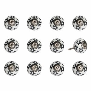 Homeroots.co 321668 1.5 X 1.5 X 1.5 White, Black And Silver - Knobs 12