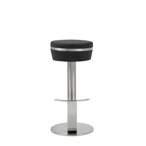 Homeroots.co 370623 Pedestal Frame Black And Stainless Backless Barsto