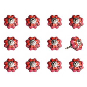 Homeroots.co 321697 1.5 X 1.5 X 1.5 Pink, Red And Green - Knobs 12-pac