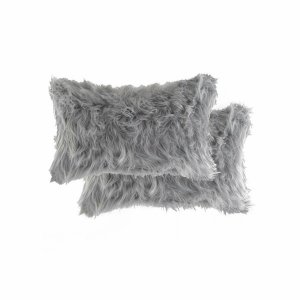 Homeroots.co 317193 12 X 20 X 5 Gray, Faux - Pillow 2-pack