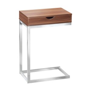 Homeroots.co 333012 Walnut Finish Hidden Storage Metal Accent Table