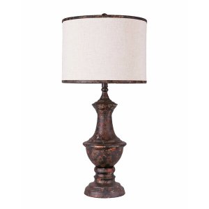 Homeroots.co 380117 Metal Finish Traditional Table Lamp With Ivory Lin