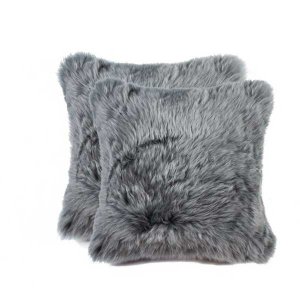 Homeroots.co 316950 18 X 18 X 5 Gray, Sheepskin - Pillow 2-pack