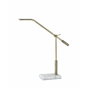 Homeroots.co 372685 Sleek Brass Metal Adjustable And Dimmable Led Desk