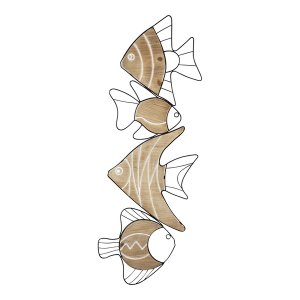 Homeroots.co 376584 Fish Wall Art Decor With Matte Black Metal Outline