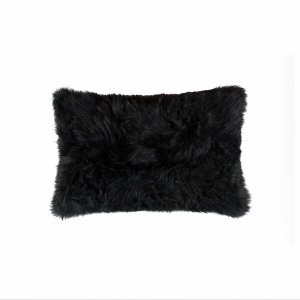 Homeroots.co 328239 18 X 18modern Black New Zealand Sheepskin Pillow