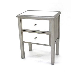 Homeroots.co 274403 13.75 X 24 X 30.5 Silver, Coastal, 2 Drawer, Mirro