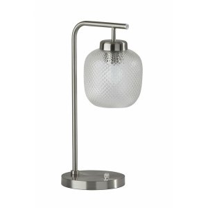 Homeroots.co 372876 Brushed Steel Metal Dotty Desk Lamp