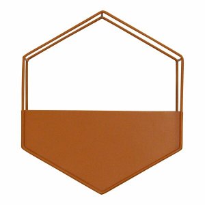 Homeroots.co 373250 Orange Metal Wall Planter