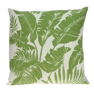 Homeroots.co 333903 Tropical Green Palm Leaf On Beige Pillow Cover