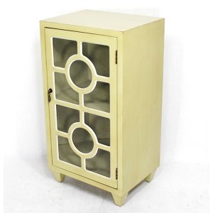 Homeroots.co 291937 16.75 X 12.6 X 31 Beige Mdf Wood Clear Glass Accen