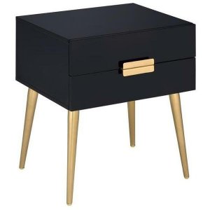 Homeroots.co 286383 20 X 16 X 24 Black And Gold Metal End Table