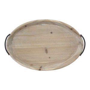 Homeroots.co 373386 18 Oval Natural Ivory-finished Wood With Curved Bl