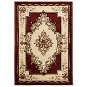 Homeroots.co 367309 22 X 32 Burgundy Olefin  Polypropylene Accent Rug