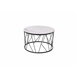 Homeroots.co 372281 23 X 23 X 16 White   Black Ceramic Iron Side Table