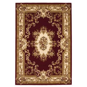 Homeroots.co 353192 2'x3' Red Ivory Machine Woven Floral Medallion Ind