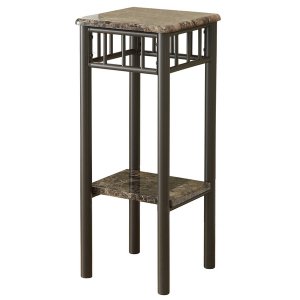 Homeroots.co 332995 12 X 12 X 28 Cappuccino Mdf Metal  Accent Table