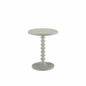 Homeroots.co 286294 White Solid Wooden Spindle Side Table