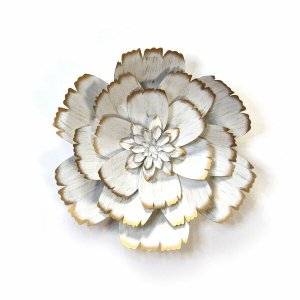 Homeroots.co 373132 Shimmering Gold  White Metal Flower