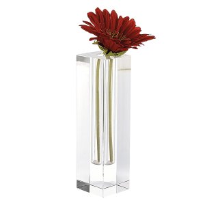 Homeroots.co 375765 7 Hand Crafted Crystal Square Optical Bud Vase