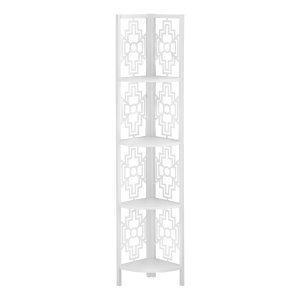 Homeroots.co 366068 15.5 X 11 X 61.5 White Metal Corner Etagere Bookca