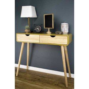 Homeroots.co 319739 38.5 X 9 X 17 Yellow Mdf Wood Console Table With D