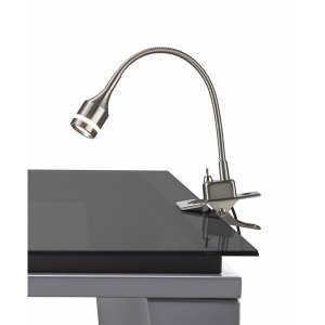 Homeroots.co 372542 Brushed Steel Metal Led Adjustable Clip Lamp