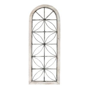 Homeroots.co 373420 Distressed White Metal  Wood Window Panel