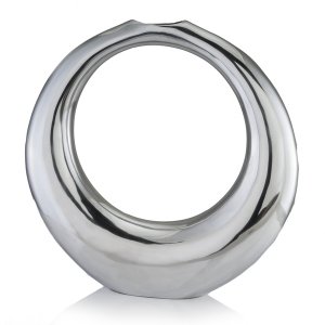 Homeroots.co 373775 4 X 19 X 19 Silver Aluminum Ring Large Hoop Vase