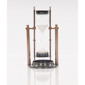 Homeroots.co 364215 4.5 X 4.5 X 8.5 Brass Revolving Sandtimer