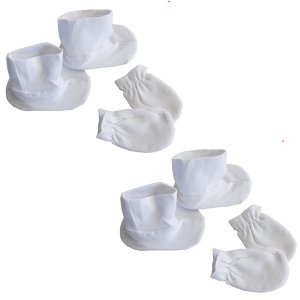 Bambini 110-2-Packs Bambini Infant Booties  Mitten Set White (pack Of 