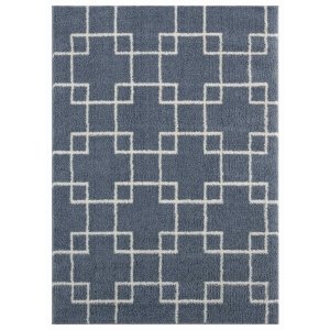 Homeroots.co 371620 23 X 36 Blue  Grey Microfiber Polyester Accent Rug