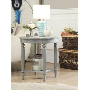 Homeroots.co 286348 24 X 24 X 24 Antique Slate Solid Wood End Table