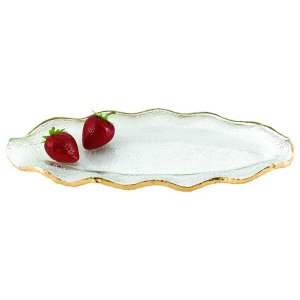 Homeroots.co 375744 14 Mouth Blown Wavy Edge Gold Leaf Platter