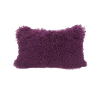 Homeroots.co 334363 17 Purple Tibetan Lamb Fur Pillow With Microsuede 