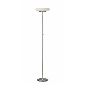 Homeroots.co 372629 Brushed Steel Metal Led Torchiere With White Frost