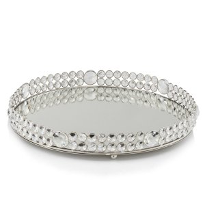 Homeroots.co 379764 12 Round Faux Crystal Border Tray