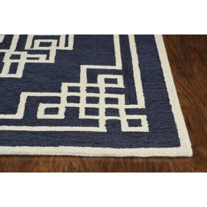 Homeroots.co 374677 2'x4'  Navy Ivory  Wool Accent Rug