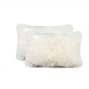 Homeroots.co 328293 12 X 20 X 5 Natural Sheepskin - Pillow 2pieces