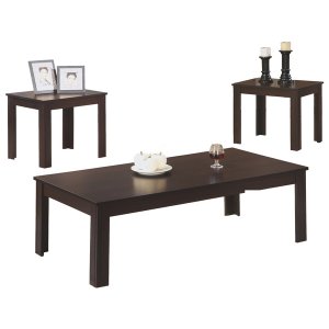 Homeroots.co 366075 Cappuccino Table Set - 3pieces Set